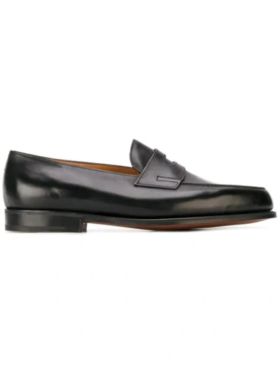 John Lobb Lopez Leather Penny Loafers In Black