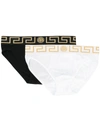 Versace Stretch-cotton Briefs - Set Of Two In Black