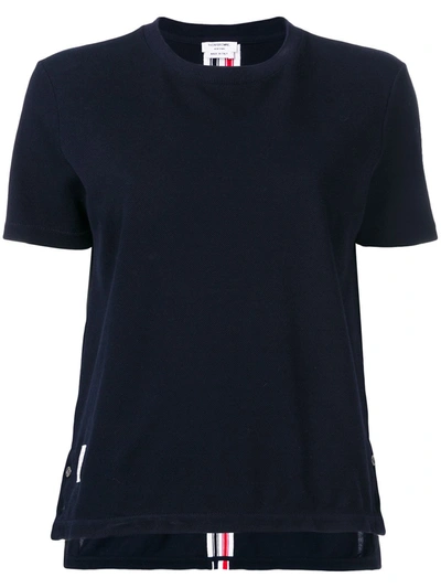 Thom Browne Rwb Stripe Relaxed Piqué T-shirt In Blue