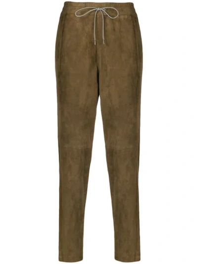 Fabiana Filippi Stretch Suede Trousers In Khaki In Brown