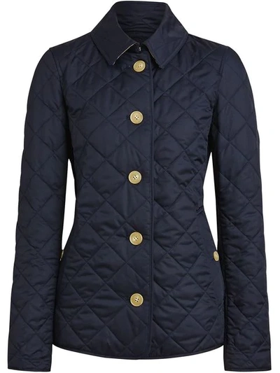 Burberry Diamond Quilted Jacket In Navy