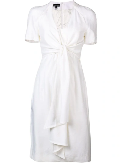 Pre-owned Jean Louis Scherrer Vintage Knot Detail Dress In White