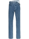 Y/PROJECT FLAP-WAIST STRAIGHT LEG JEANS