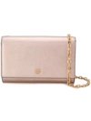 TORY BURCH TORY BURCH ROBINSON METALLIC CHAIN WALLET - PINK