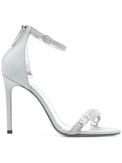 Calvin Klein 205w39nyc Camelle Crystal-embellished Leather Sandals In Silver