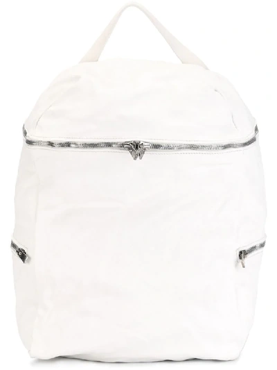 Guidi Zip Up Backpack In White