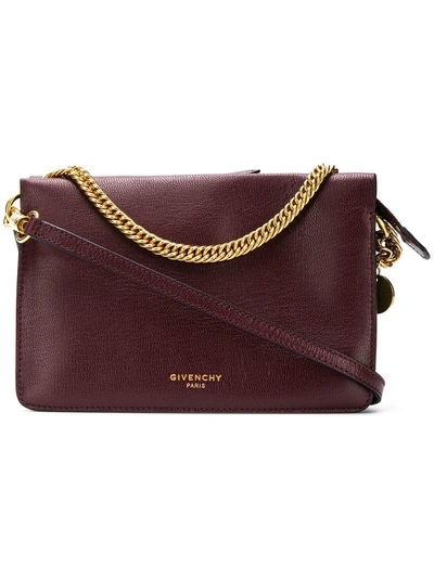 Givenchy Cross3 Textured-leather And Suede Shoulder Bag In Aubergine