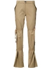 TOME TOME TIED-DETAIL FLARED TROUSERS - KHAKI