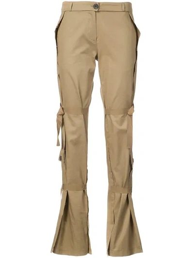Tome Tied-detail Flared Trousers - Khaki In Khaki