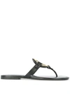 Tory Burch Miller Metal-logo Flip-flops In Black