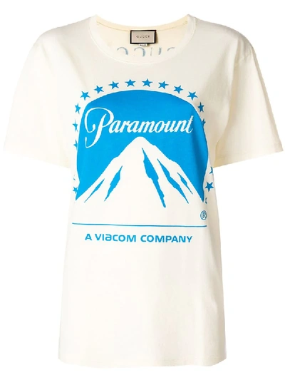 Gucci Oversize T-shirt With Paramount Logo In Neutral