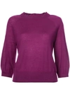 CO CO RUFFLE-TRIM FITTED SWEATER - PINK