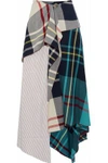 JW ANDERSON J.W.ANDERSON WOMAN STRIPED SILK-PANELED CHECKED WOVEN MIDI SKIRT MULTICOLOR,3074457345619048686