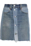 RE/DONE BY LEVI'S RE/DONE BY LEVI'S WOMAN TWO-TONE DENIM MINI SKIRT MID DENIM,3074457345618753318