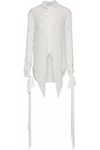 JW ANDERSON J.W.ANDERSON WOMAN WOOL-PANELED LACE-UP CREPE DE CHINE SHIRT WHITE,3074457345619053287