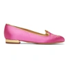CHARLOTTE OLYMPIA CHARLOTTE OLYMPIA SSENSE EXCLUSIVE PINK SATIN KITTY FLATS