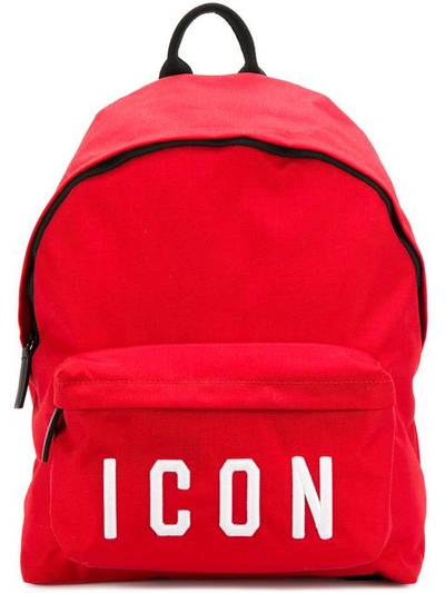 Dsquared2 Icon Patches Nylon Canvas Backpack In Red,white