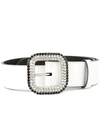 KATE CATE KATE CATE EMBELLISHED BUCKLE BELT - WHITE