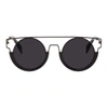 YOHJI YAMAMOTO YOHJI YAMAMOTO BLACK ROUND WIRE FRAME SUNGLASSES