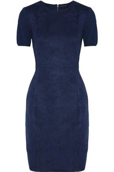 Elie Tahari Woman Emily Paneled Faux Suede And Knitted Mini Dress Navy In Stargazer