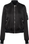 RICK OWENS WOMAN FLIGHT SATIN BOMBER JACKET BLACK,US 1050809085752