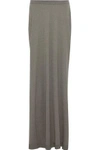 RICK OWENS RICK OWENS WOMAN ASYMMETRIC CASHMERE-BLEND MAXI SKIRT GREY GREEN,3074457345619183165