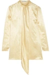 ACNE STUDIOS ACNE STUDIOS WOMAN BODIL PUSSY-BOW CRINKLED-SATIN BLOUSE PASTEL YELLOW,3074457345619838878