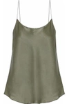 Vince Satin Scalloped Camisole Top In Desert Sage