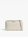 Jimmy Choo Womens Platinum Ice Ellipse Dusty Glitter Clutch In Platinum Ice