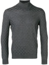 TAGLIATORE TAGLIATORE CHECKERBOARD KNIT SWEATER - GREY