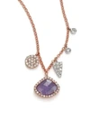 MEIRA T Tanzanite, Mother-Of-Pearl, Diamond & 14K Rose Gold Doublet Pendant Necklace