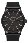 NIXON THE SENTRY LEATHER STRAP WATCH, 42MM,A105957