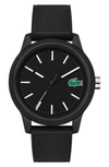 Lacoste Men's 12.12 Black Silicone Strap Watch 42mm Women's Shoes In Black