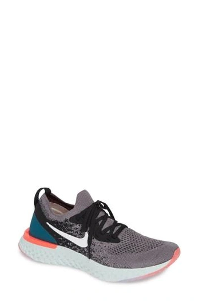 Nike Women's Epic React Flyknit Lace-up Sneakers In Plum Dust/ Black/ Pink Blast