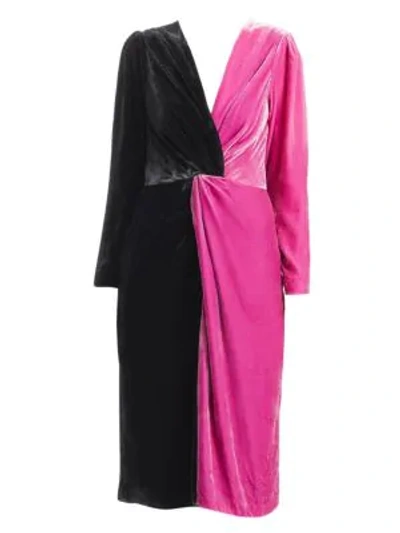 Delfi Collective Frankie Colourblocked Velvet Dress In Multi