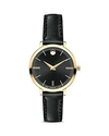 Movado 'ultra Slim' Leather Strap Watch, 40mm In Black/ Black/ Gold