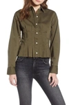Current Elliott The Tella Pleated Cotton-blend Twill Jacket In Rural Green