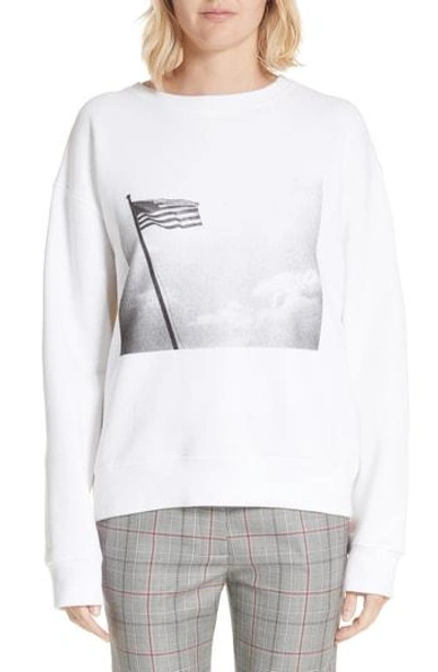 Calvin Klein 205w39nyc Andy Warhol American-flag Photo Print Crewneck Long-sleeve Sweatshirt In White And Black