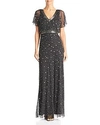 ADRIANNA PAPELL EMBELLISHED FLUTTER-SLEEVE GOWN,AP1E204273