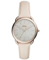 FOSSIL WOMEN'S TAILOR WINTER WHITE LEATHER STRAP WATCH 35MM