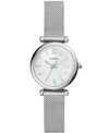 Fossil Women's Mini Carlie Stainless Steel Mesh Bracelet Watch 28mm In Stainless Steel