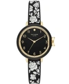 KATE SPADE KATE SPADE NEW YORK WOMEN'S PARK ROW FLORAL BLACK SILICONE STRAP WATCH 34MM