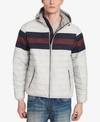 TOMMY HILFIGER MEN'S COLOR BLOCK HOODED SKI PUFFER COAT, CREATED FOR MACY'S