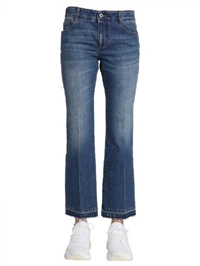 Stella Mccartney Skinny Kick Jeans In Organic Cotton With Raw-cut Edges In Blue