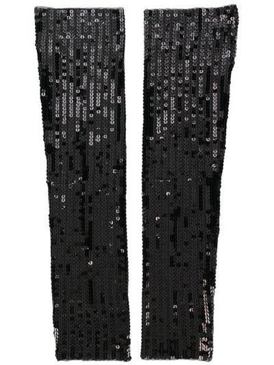 Dsquared2 Sequin Embroidered Gloves In Black