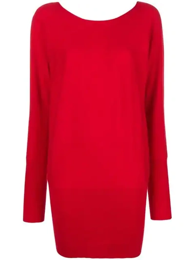 Allude Cashmere Jumper Dress In Red