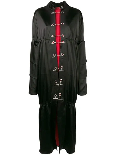 Rouge Margaux Long Drapped Coat In Black