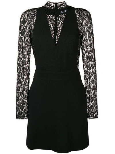 Givenchy Long-sleeve Lace Wool Crepe Cocktail Dress In Black