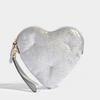 ANYA HINDMARCH ANYA HINDMARCH | Chubby Heart Clutch in Crinkled Metallic Silver Calfskin