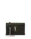Saint Laurent Monogramme Calfskin Leather Wallet On A Chain In Black
